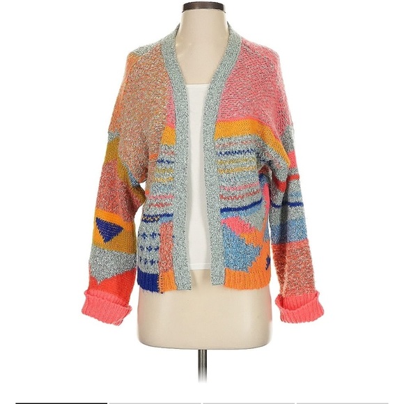 Sincerely Jules Women’s Knit Sweater Cropped Bright Multicolored - Picture 3 of 4